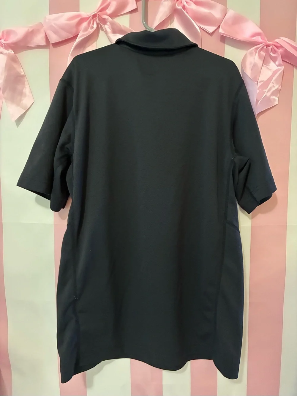 Nike Boys Black Polo with White Swoosh and Side Stripes